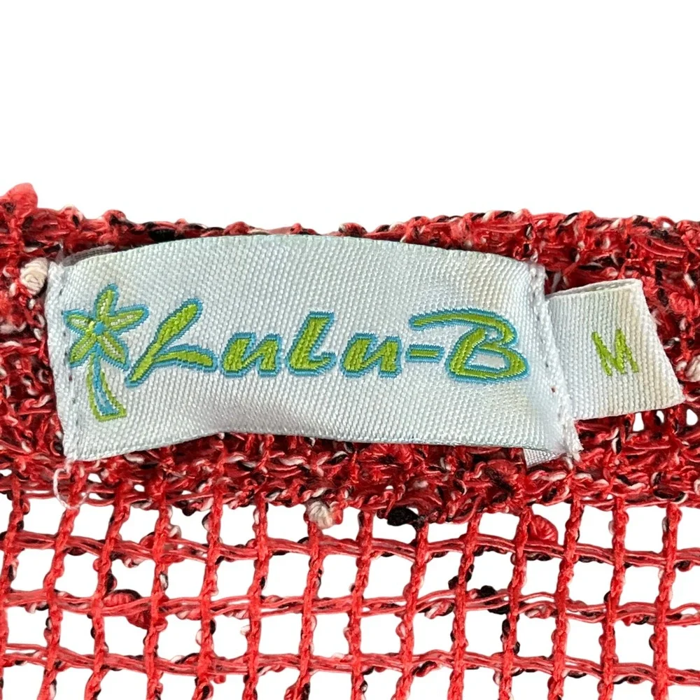Kalu-B‎ Mesh Knit Cardigan Red Textured Cropped Boho Lightweight M